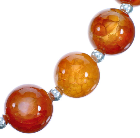 Authentic Sterling Silver Fire Agate Southwest Bead Necklace RX115246